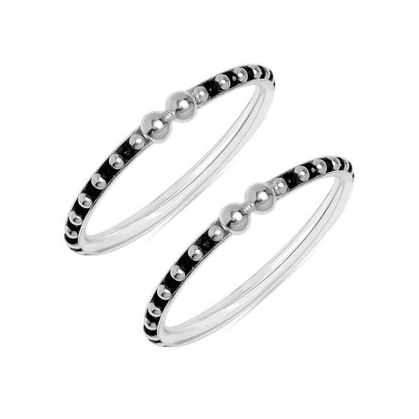 925 Sterling Silver Black Beads Nazariya Beaded Bangle for Kids