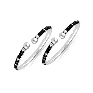 Silver baby bangles deals with black beads