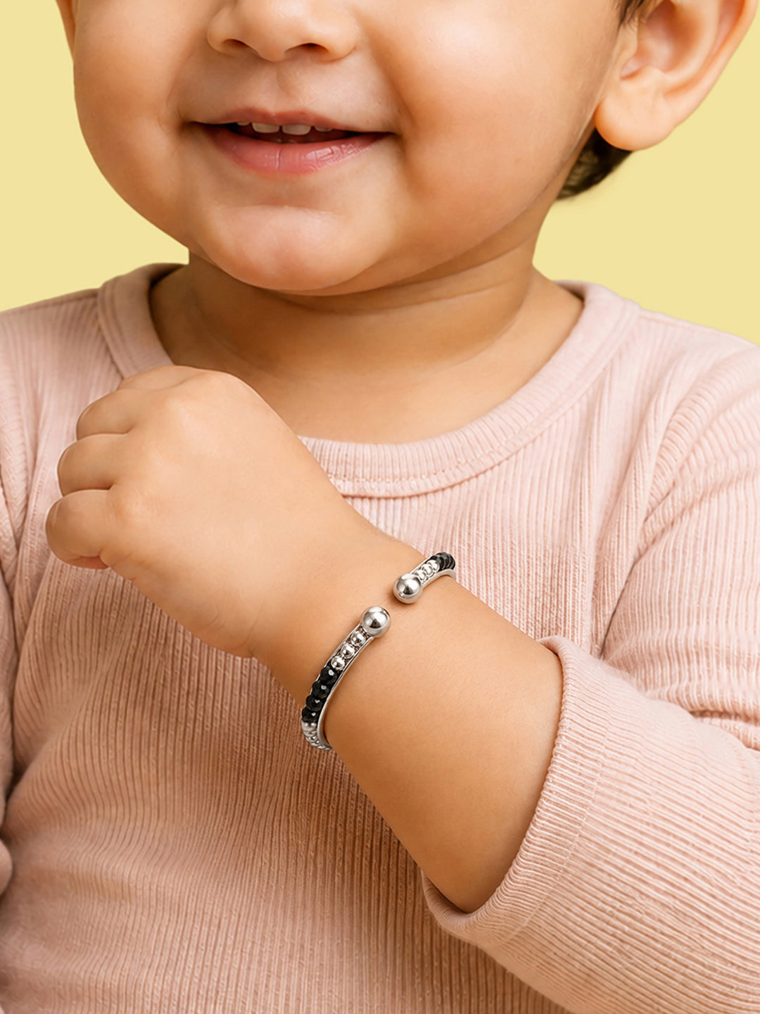 Openable Black Onyx Bead Nazariya Kids Bangle