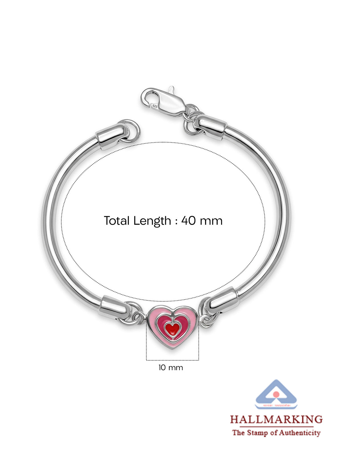 Pink Heart Kids’ Silver Nazariya Bangle