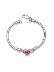 Pink Heart Kids’ Silver Nazariya Bangle