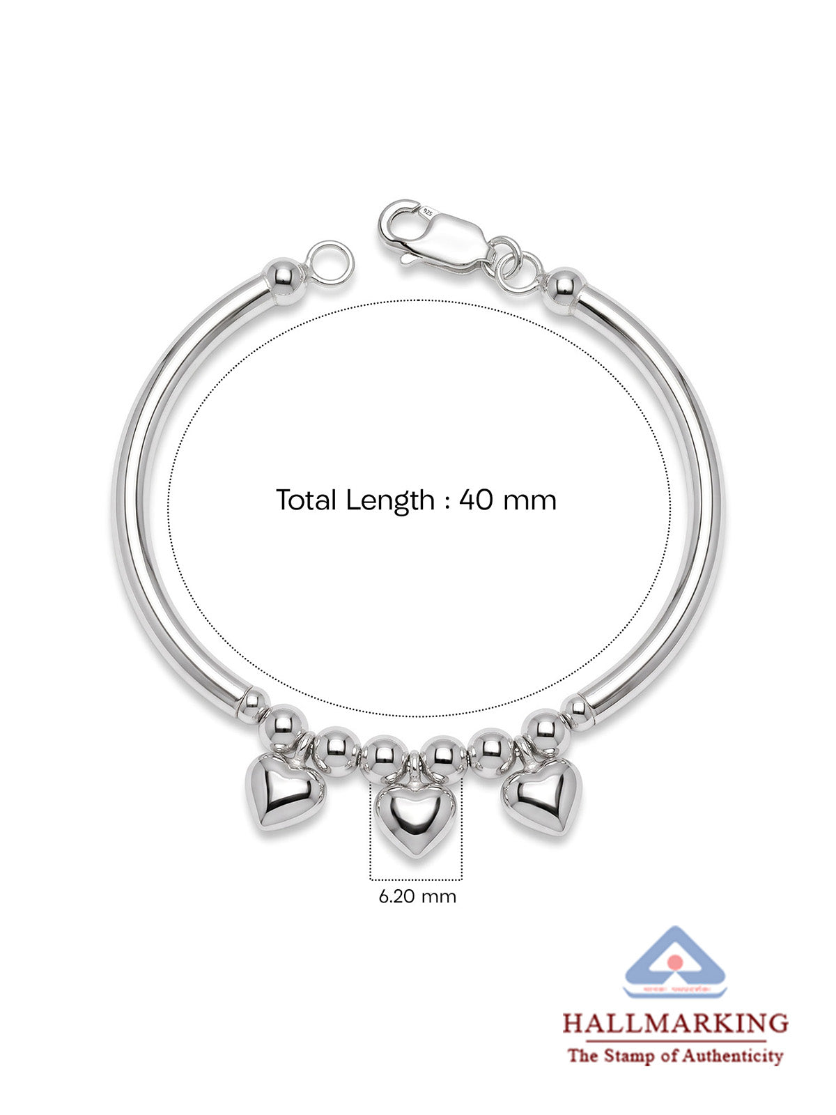 Triple Heart Kids’ Silver Nazariya Bangle