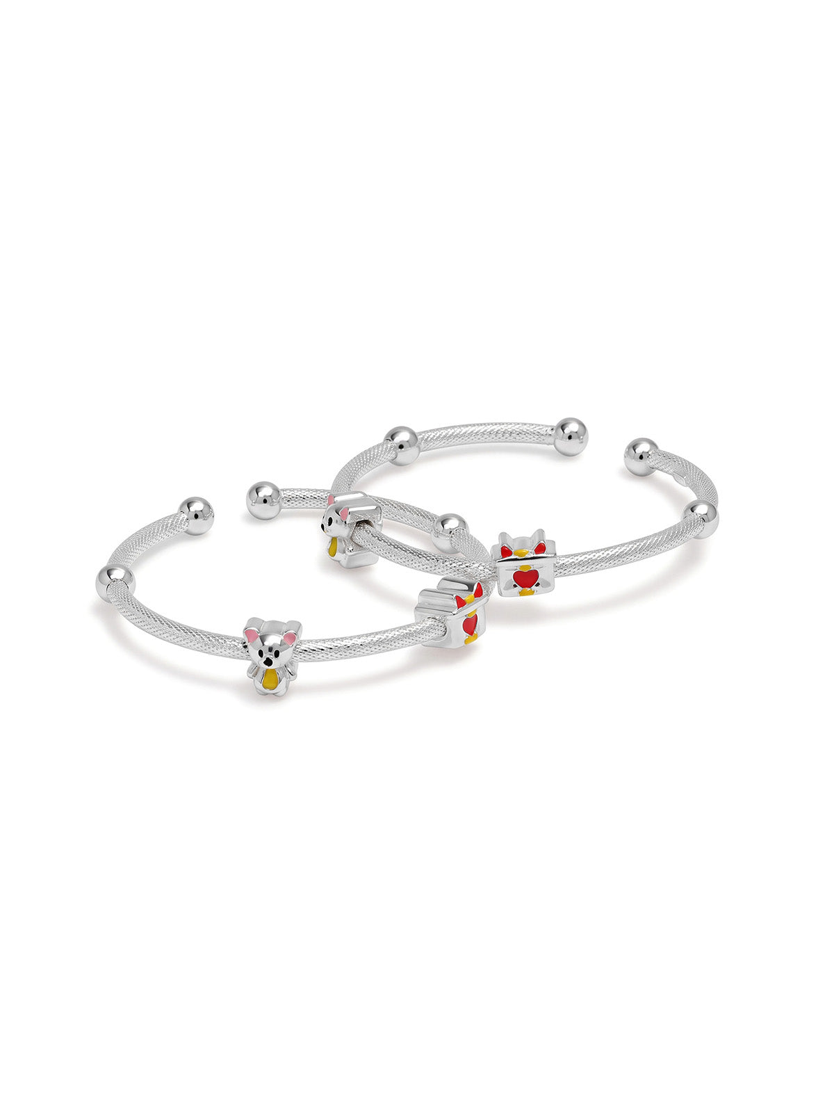 Silver Teddy Bear Charm Nazariya Bangles for Kids