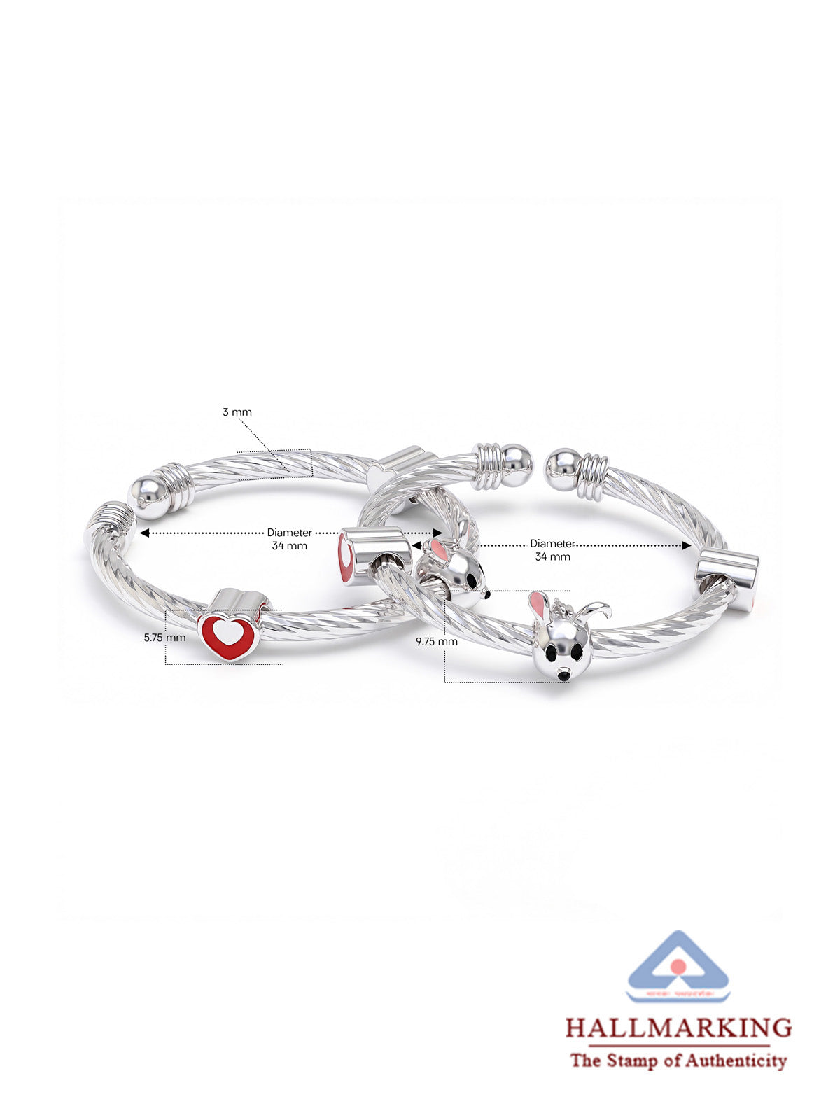 Bunny Heart Charm Kids’ Nazariya Bangles