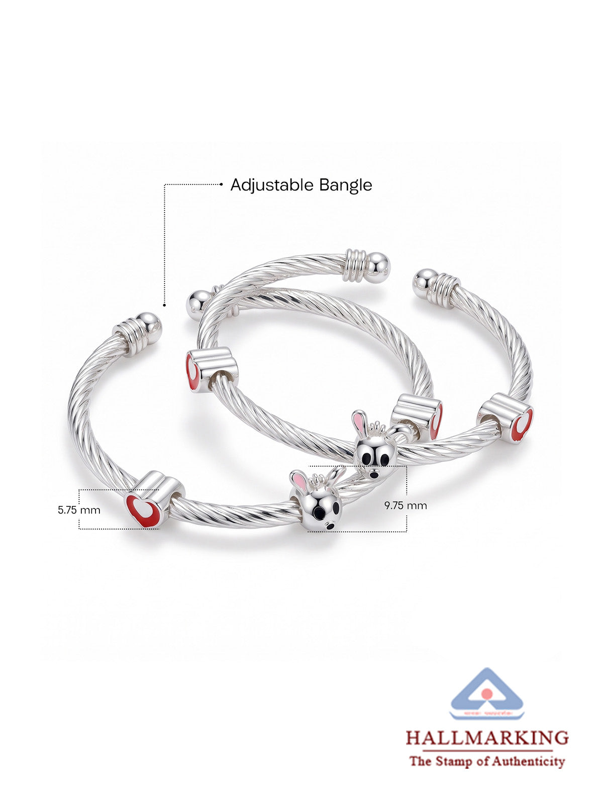 Silver Bunny Charm Kids’ Nazariya Bangles