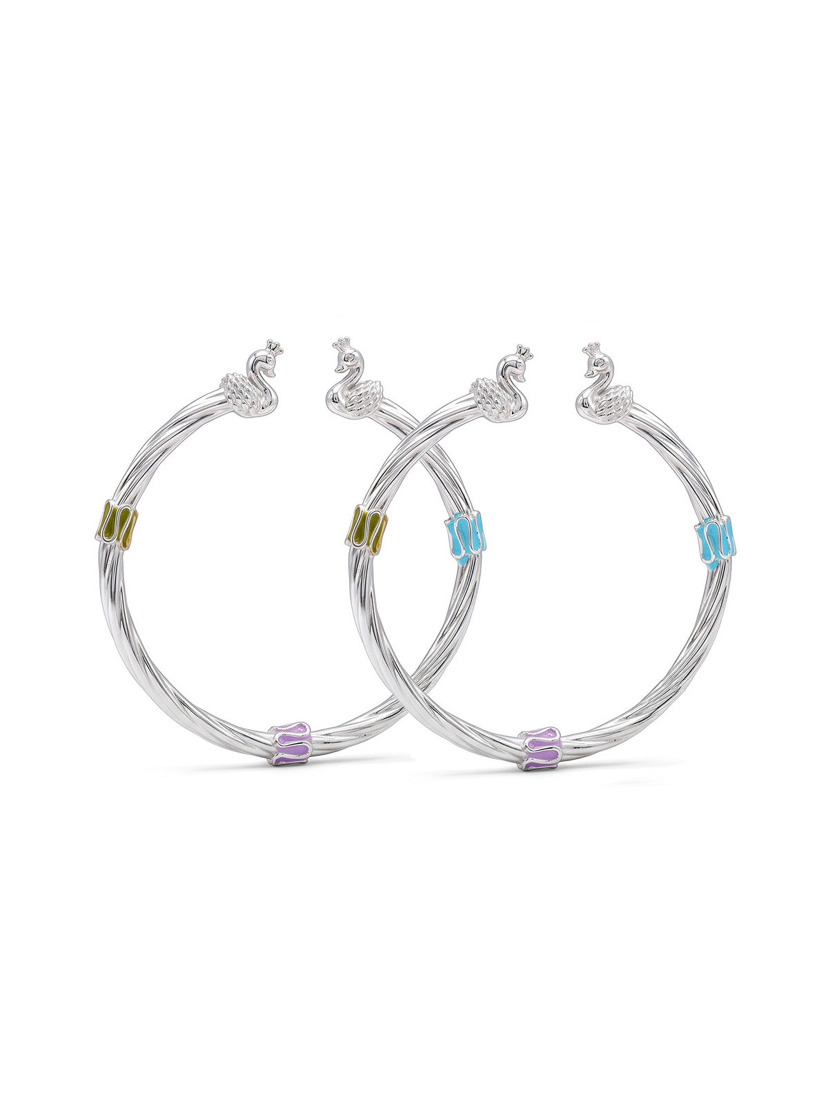 Peacock Twist Silver Kids’ Nazariya Bangles