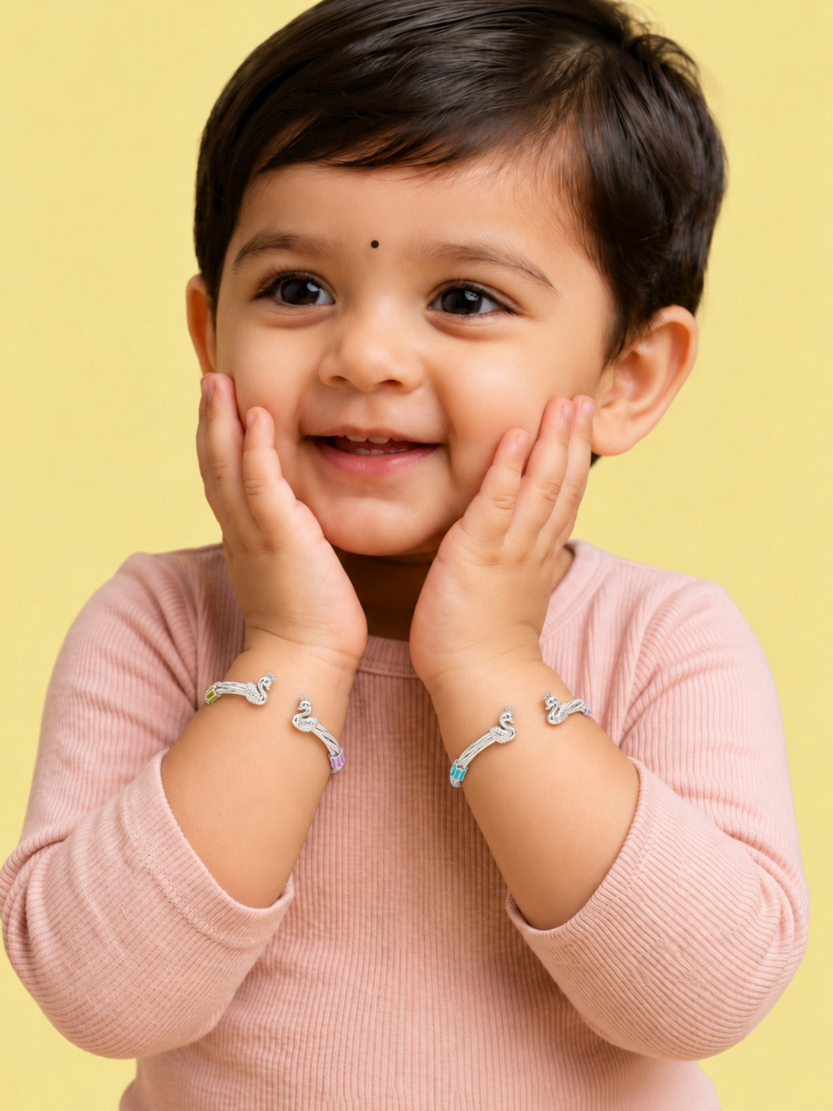 Peacock Twist Silver Kids’ Nazariya Bangles