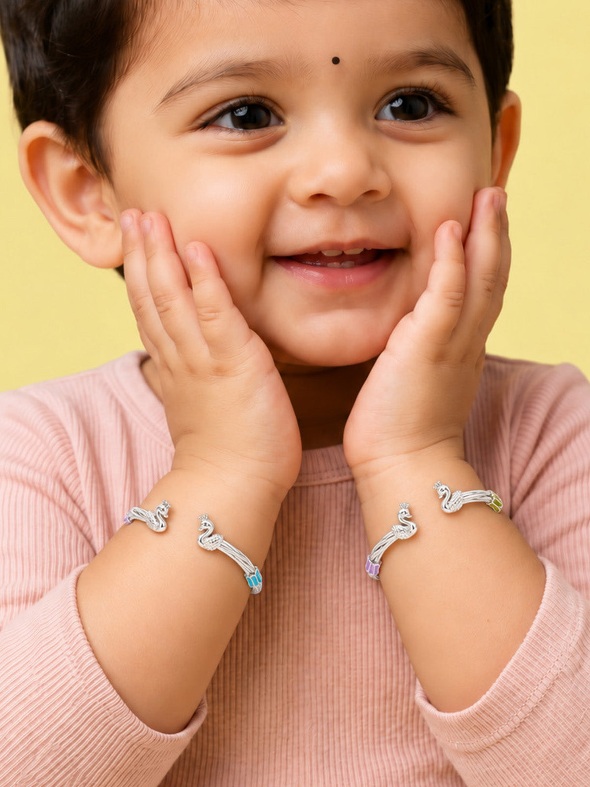 Peacock Twist Silver Kids’ Nazariya Bangles