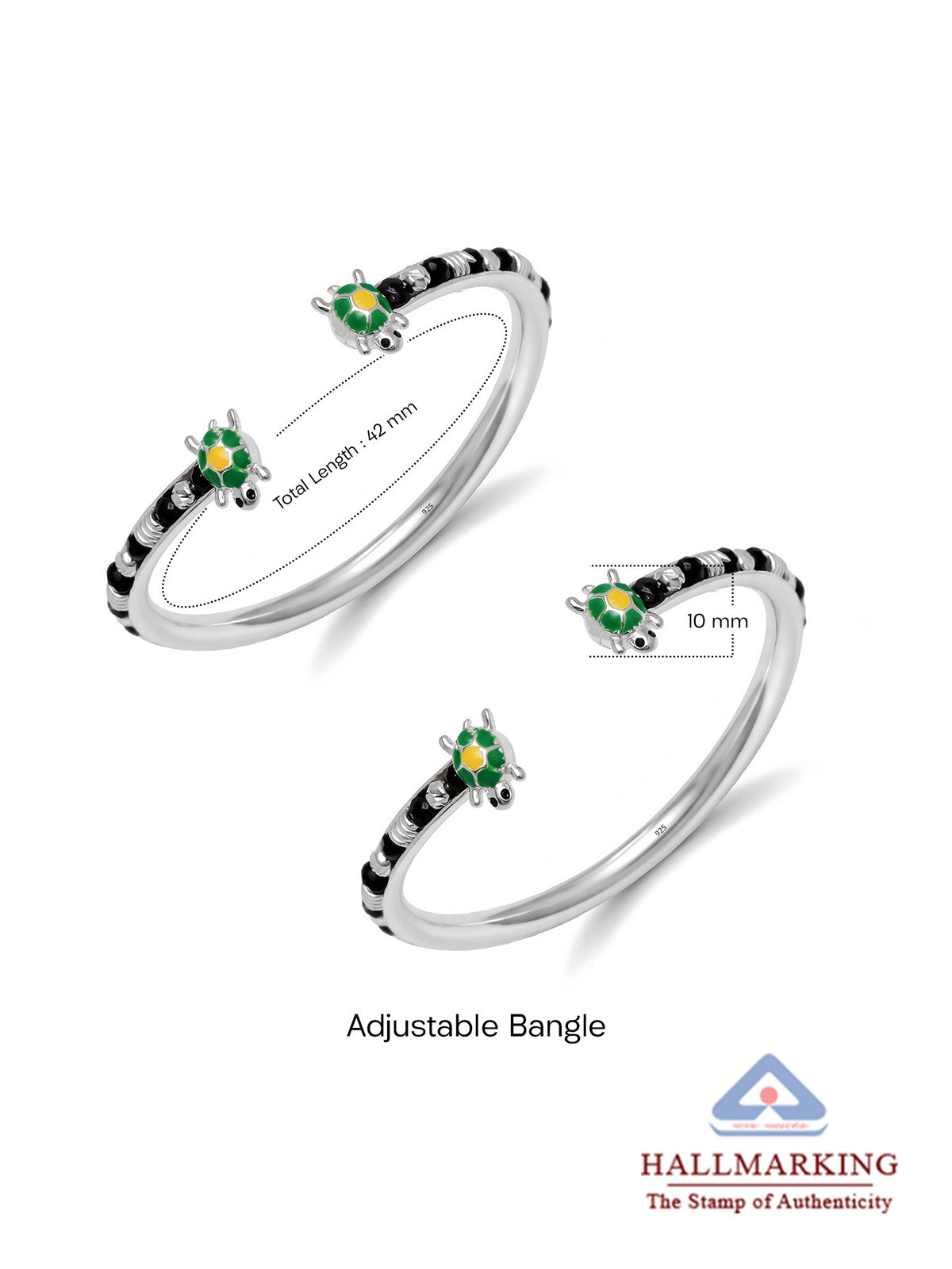 Turtle Charm Kids’ Silver Nazariya Bangle