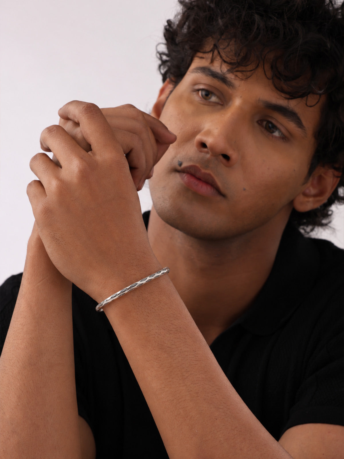 Oxidized Silver Textured Cuff Bracelet