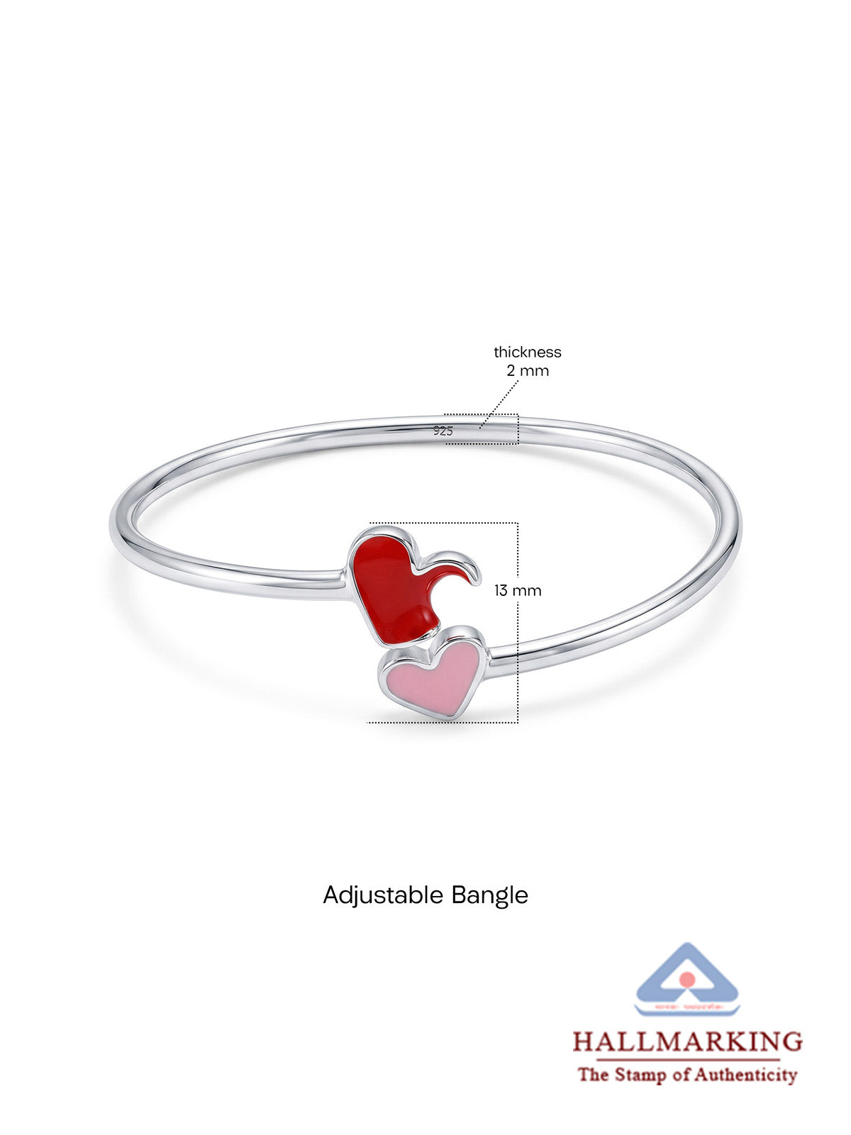 Double Heart Kids’ Silver Nazariya Bangle
