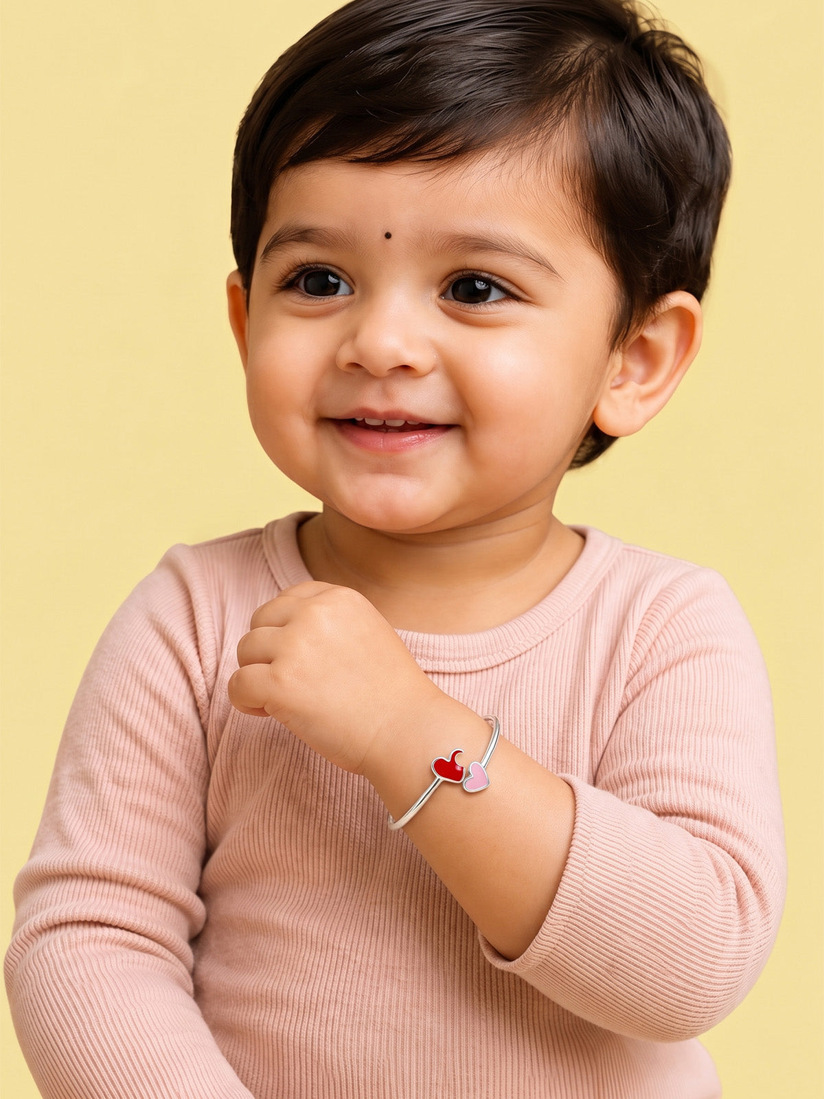 Double Heart Kids’ Silver Nazariya Bangle
