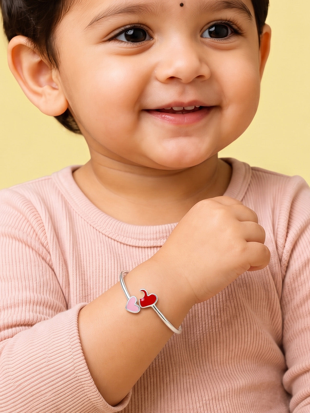 Double Heart Kids’ Silver Nazariya Bangle