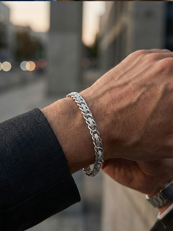 BIS Hallmarked 925 Sterling Silver Designer Chain Bracelet for Men