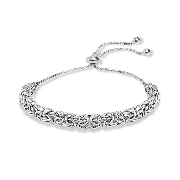 925 Sterling Silver Jewelry Italian Byzantine Sliding Bolo Bracelet for Women
