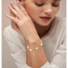 925 Sterling Silver Gold Plated Byzantine Link Bolo Pearl Bracelet for Women
