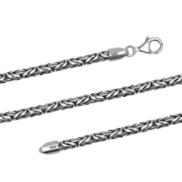 925 Sterling Silver Italian Round Handmade Classic Antique Byzantine Link Chain Necklace for Men and Women 4 MM