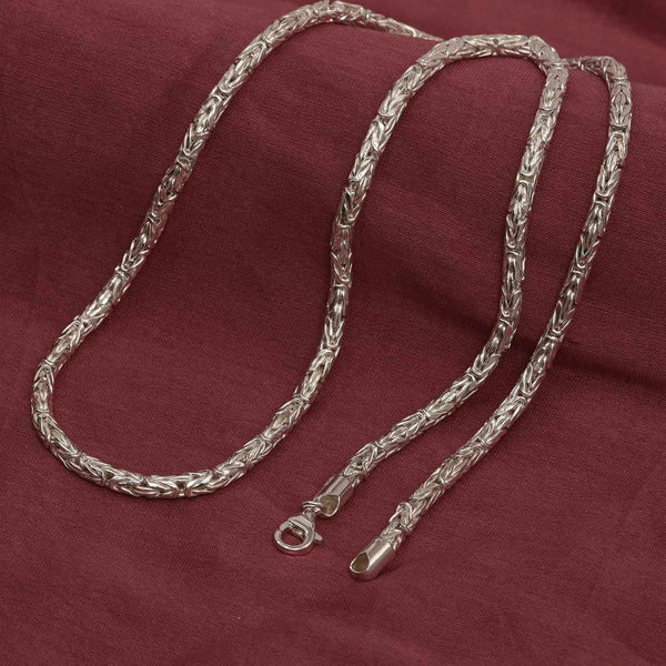 925 Sterling Silver Italian Round Handmade Classic Byzantine Chain Necklace for Women Teen