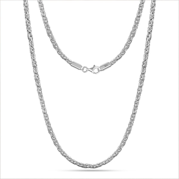 925 Sterling Silver Italian Square Handmade Classic Byzantine Link Chain Necklace for Women Teen 2.5 MM