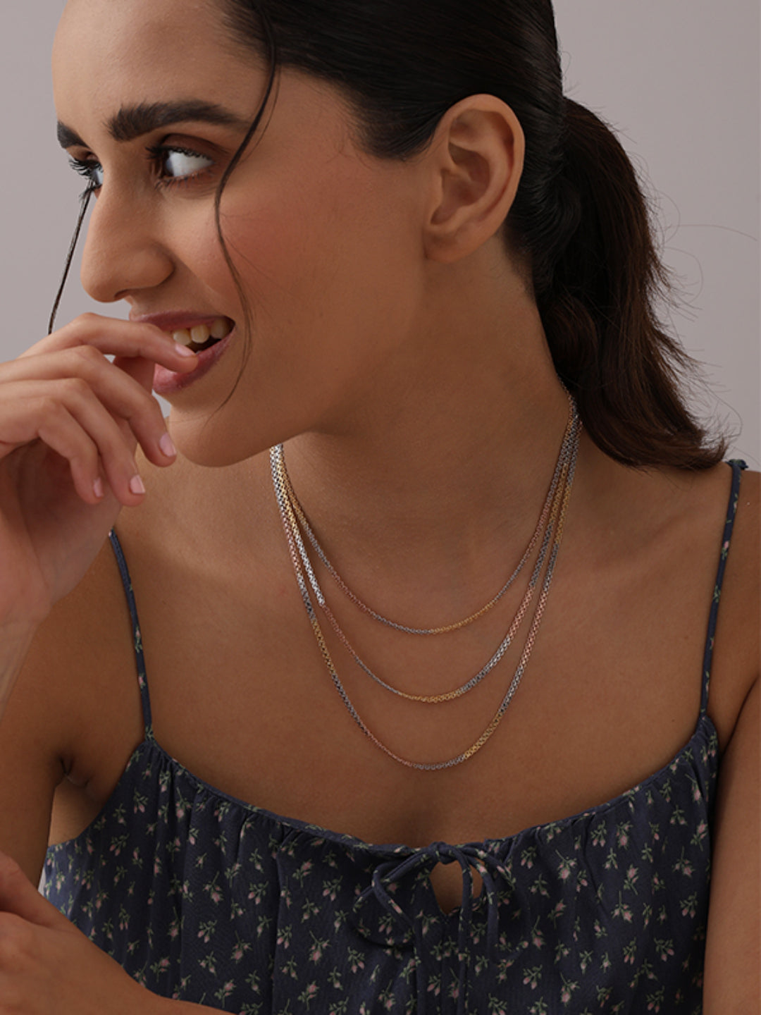 Tricolor Diamond-Cut Bismark Necklace