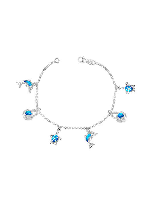 Silver Oceana Opal Charm Bracelet