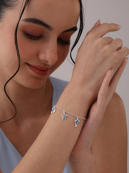 Silver Oceana Opal Charm Bracelet