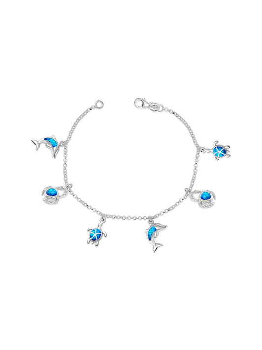 Ocean Whisper Blue Opal Sea Charm Anklet