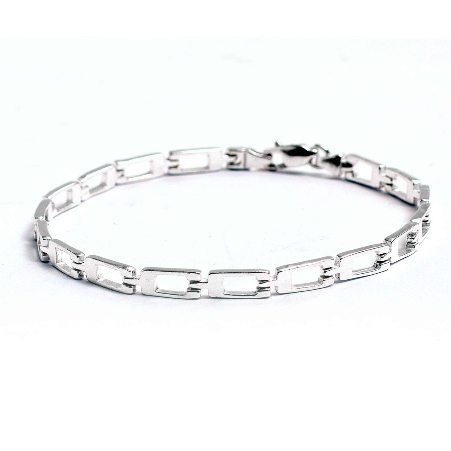 925 Sterling Silver Link Chain Bracelet for Men and Boys 22 CM