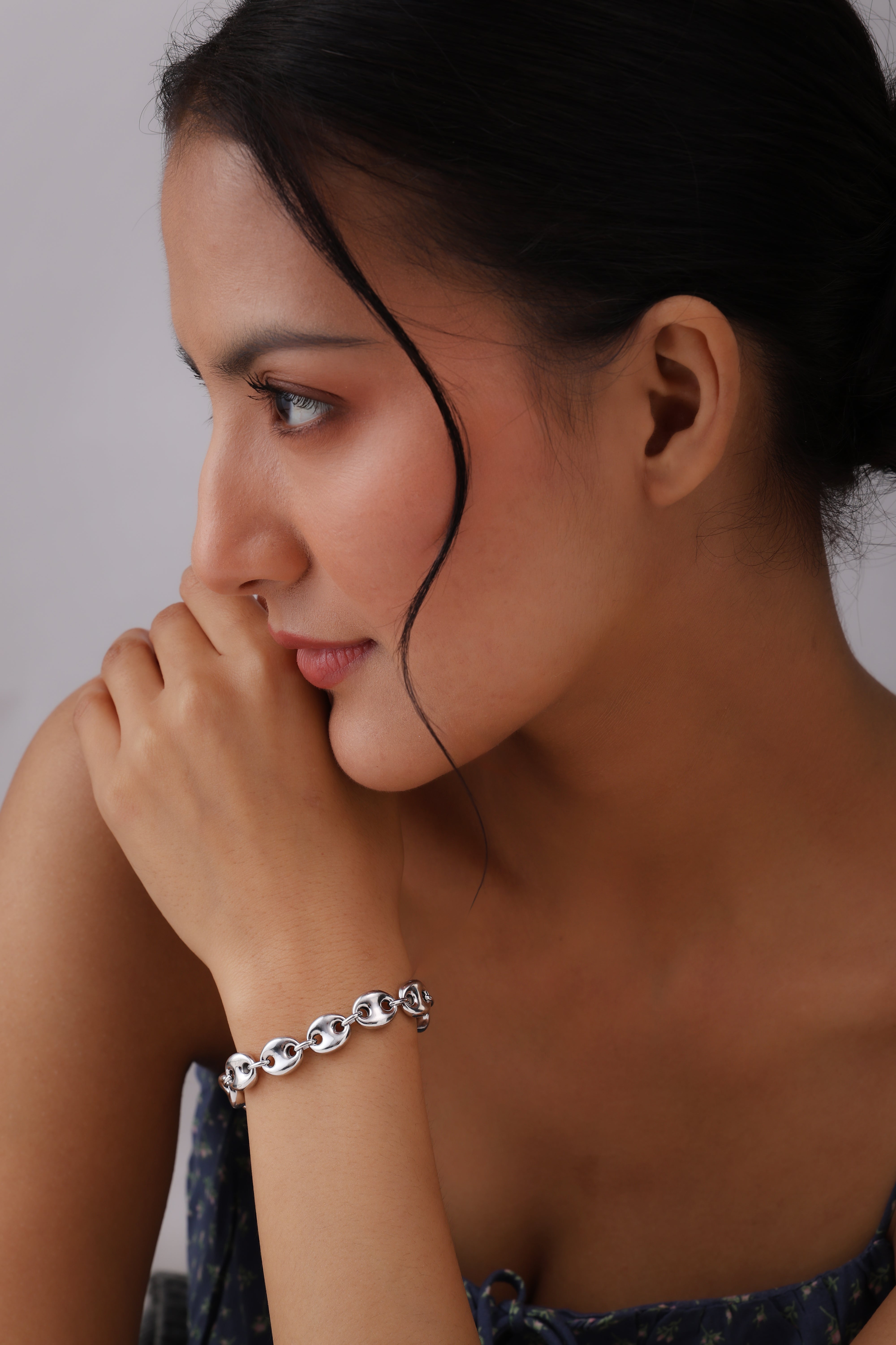 Silver Celeste Anchor Link Bracelet