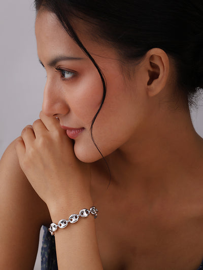 Silver Celeste Anchor Link Bracelet