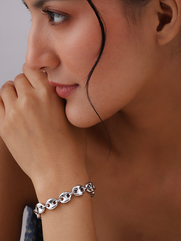 Silver Celeste Anchor Link Bracelet