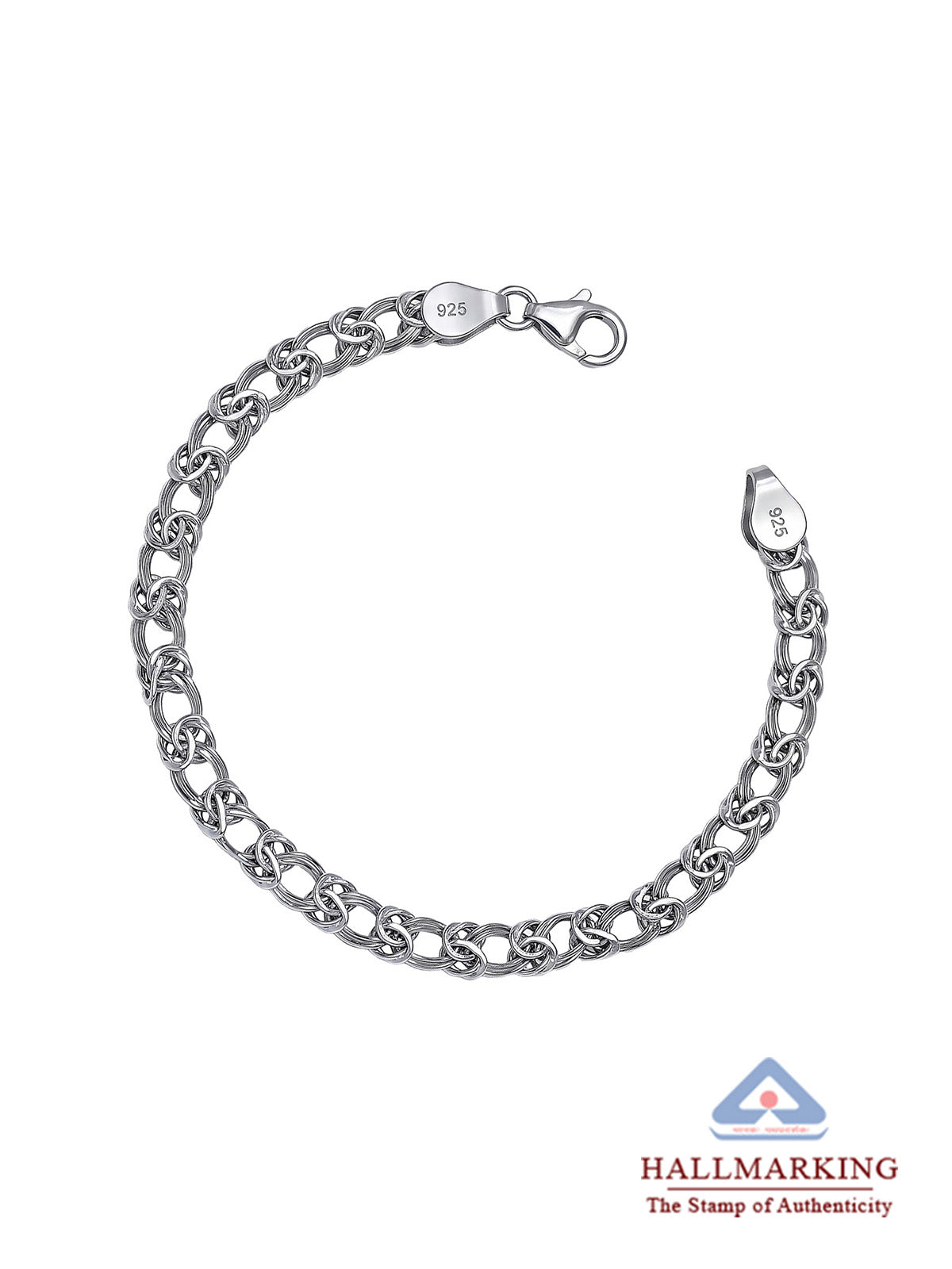 Rhodium Crest Chain Bracelet