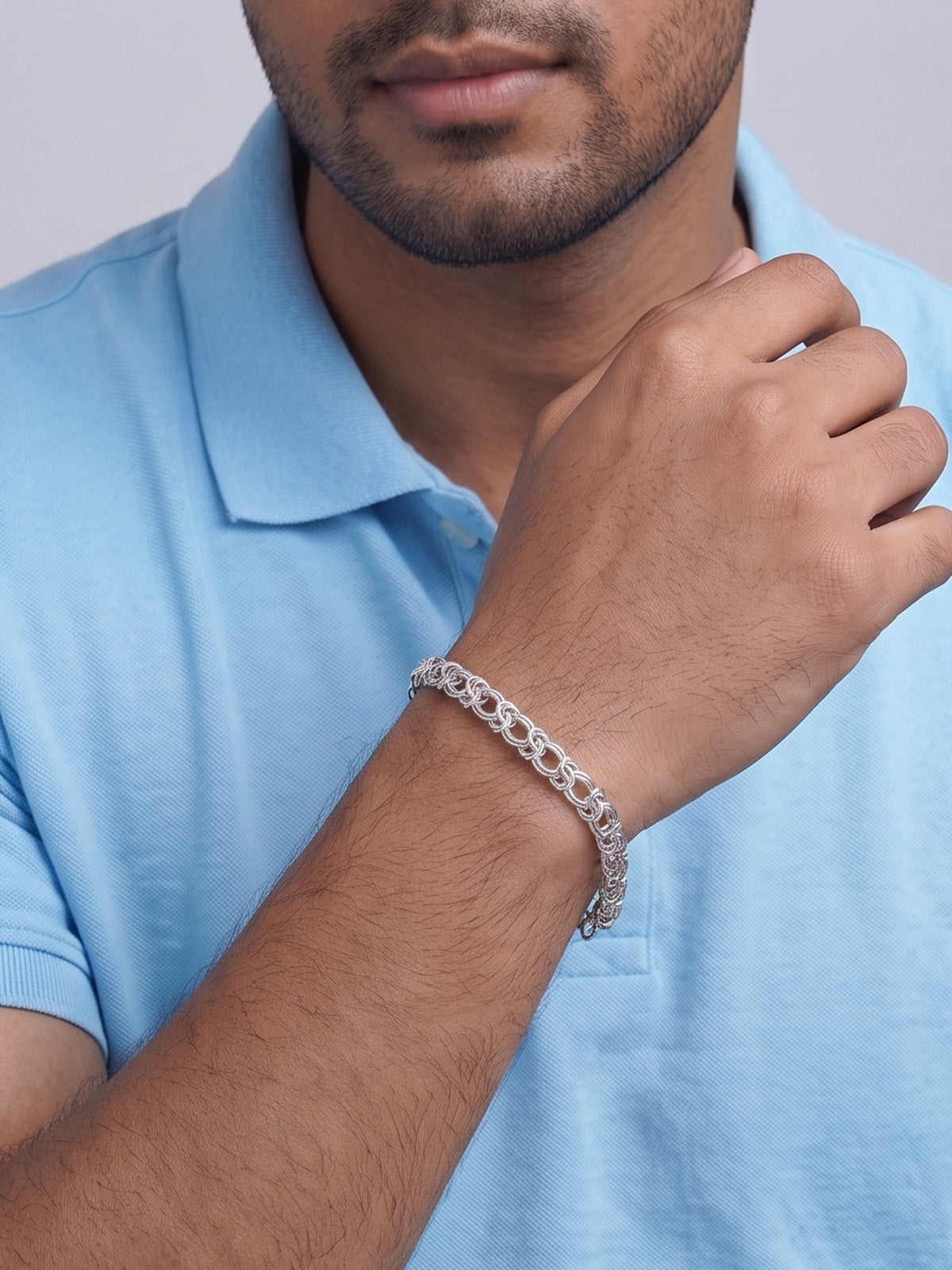 Rhodium Crest Chain Bracelet