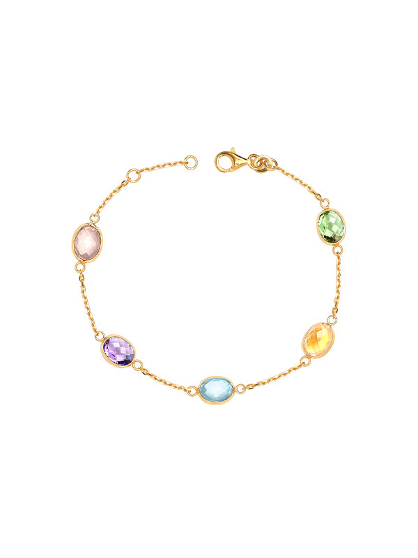 Gold-Plated Multi Birthstone Bracelet