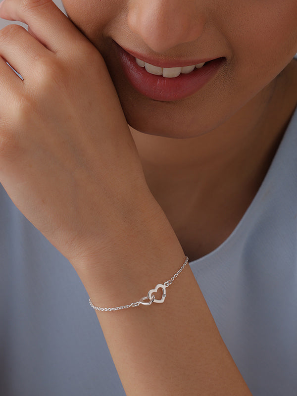 Silver Amoura Interlocking Hearts Bracelet