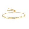 925 Sterling Silver Italian Paperclip Link Gold-Plated Sliding Bolo Bracelet for Women