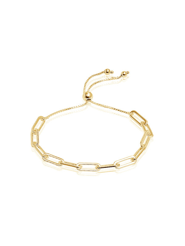 Italian Paperclip Sliding Gold Plated Bracelet