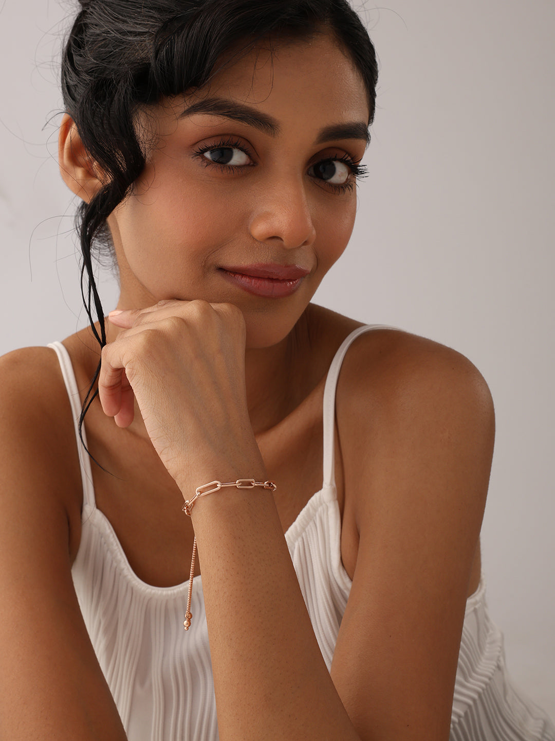 Italian Paperclip Sliding Rose-Gold Plated Bracelet