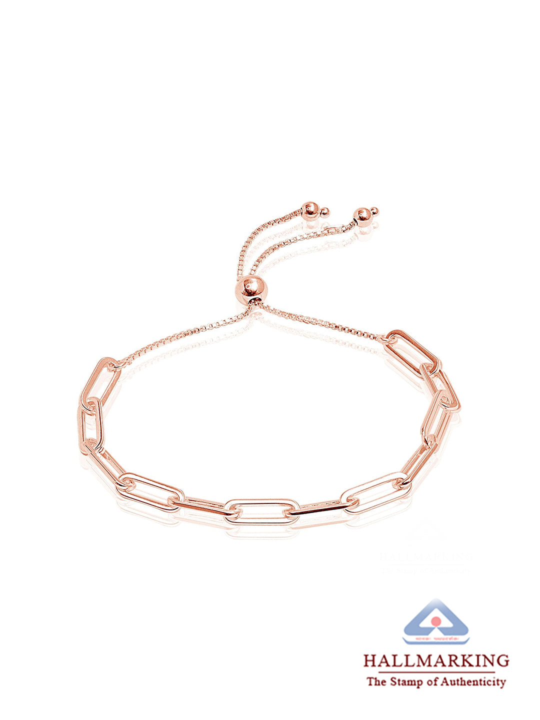 Italian Paperclip Sliding Rose-Gold Plated Bracelet