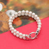925 Sterling Silver Round Simulated Shell Pearl Bracelet for Women & Girls