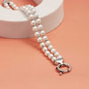 925 Sterling Silver Round Simulated Shell Pearl Bracelet for Women & Girls