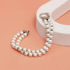 925 Sterling Silver Round Simulated Shell Pearl Bracelet for Women & Girls