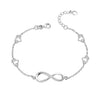 925 Sterling Silver Infinity Heart Charms Adjustable Bracelets for Women and Girls