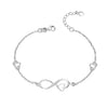 925 Sterling Silver Infinity Heart Charms Adjustable Bracelets for Women Teen