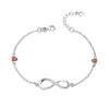 925 Sterling Silver CZ Infinity Garnet Heart Charms Adjustable Bracelet for Women and Girls