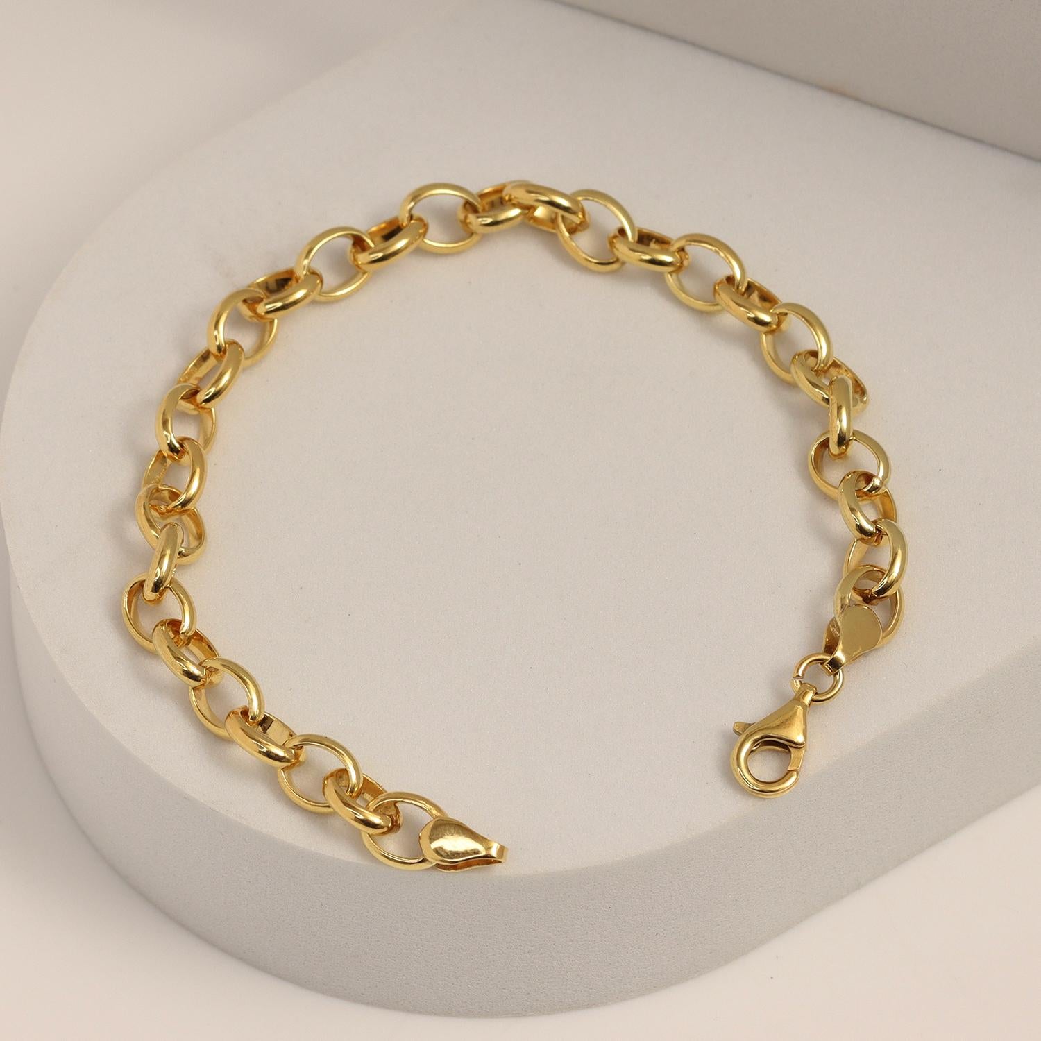 925 Sterling Silver Italian Rolo Chain Bracelet for Women