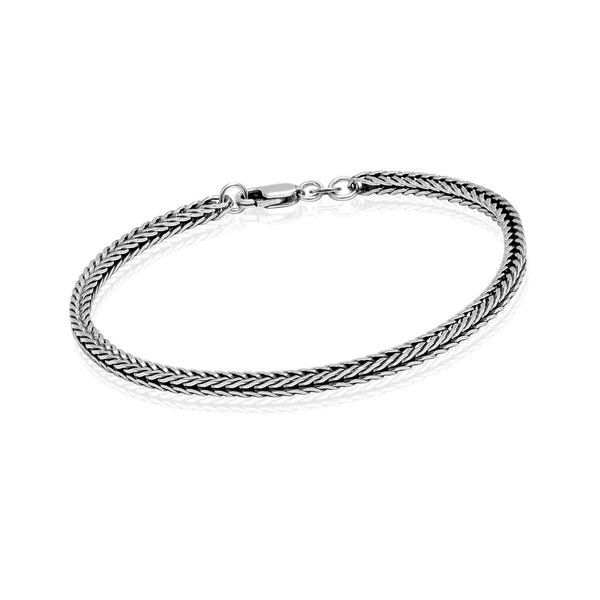 925 Sterling Silver Italian Oxidized Foxtail Chain Bracelet for Men and  Women