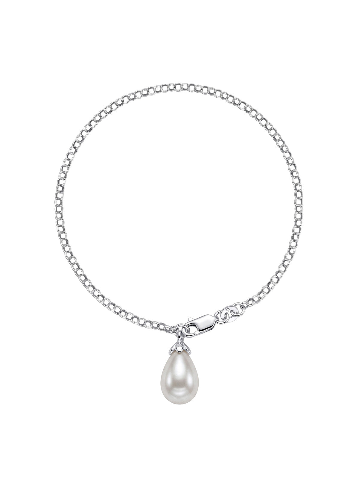 Silver Pearl Drop Bracelet