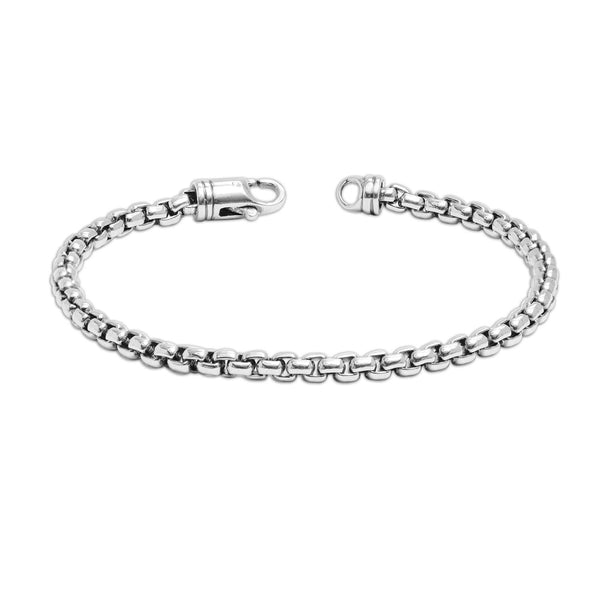 925 Sterling Silver Italian Oxidized Box Chain Lobaster Clasp Bracelet for Men and Boy's