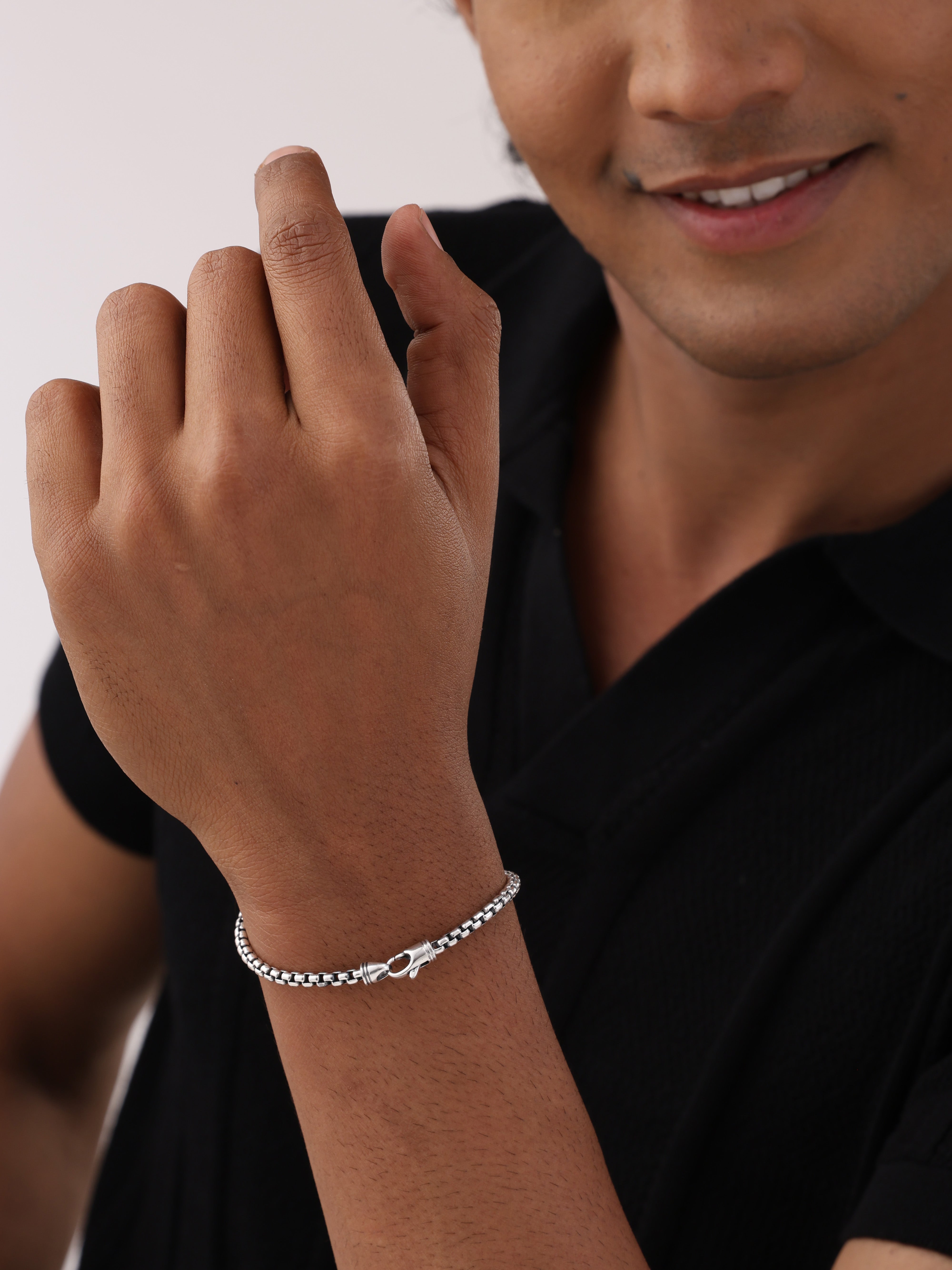 Oxidized Box Chain Bracelet for Men